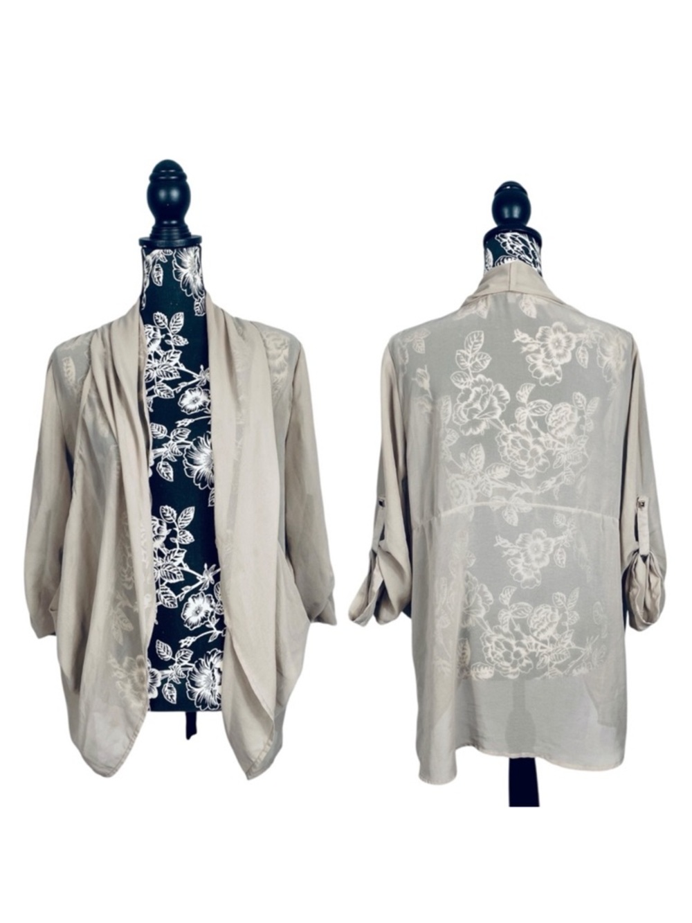 5 for $25 Mod Modèle beige sheer open front chiffon blazer size medium